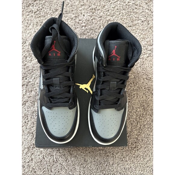 826675_00.png.png Nike Air Jordan 1 Mid Shadow Size 5Y 554725-096 Black Gray Red Athletic Sneaker